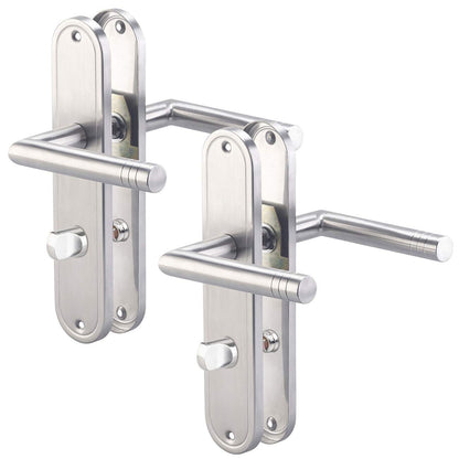 AGT Door Handle: 2-piece stainless steel door handle sets for bathroom & toilet, each with 2 handles (door handle set, WC long plate door fittings, door lock)