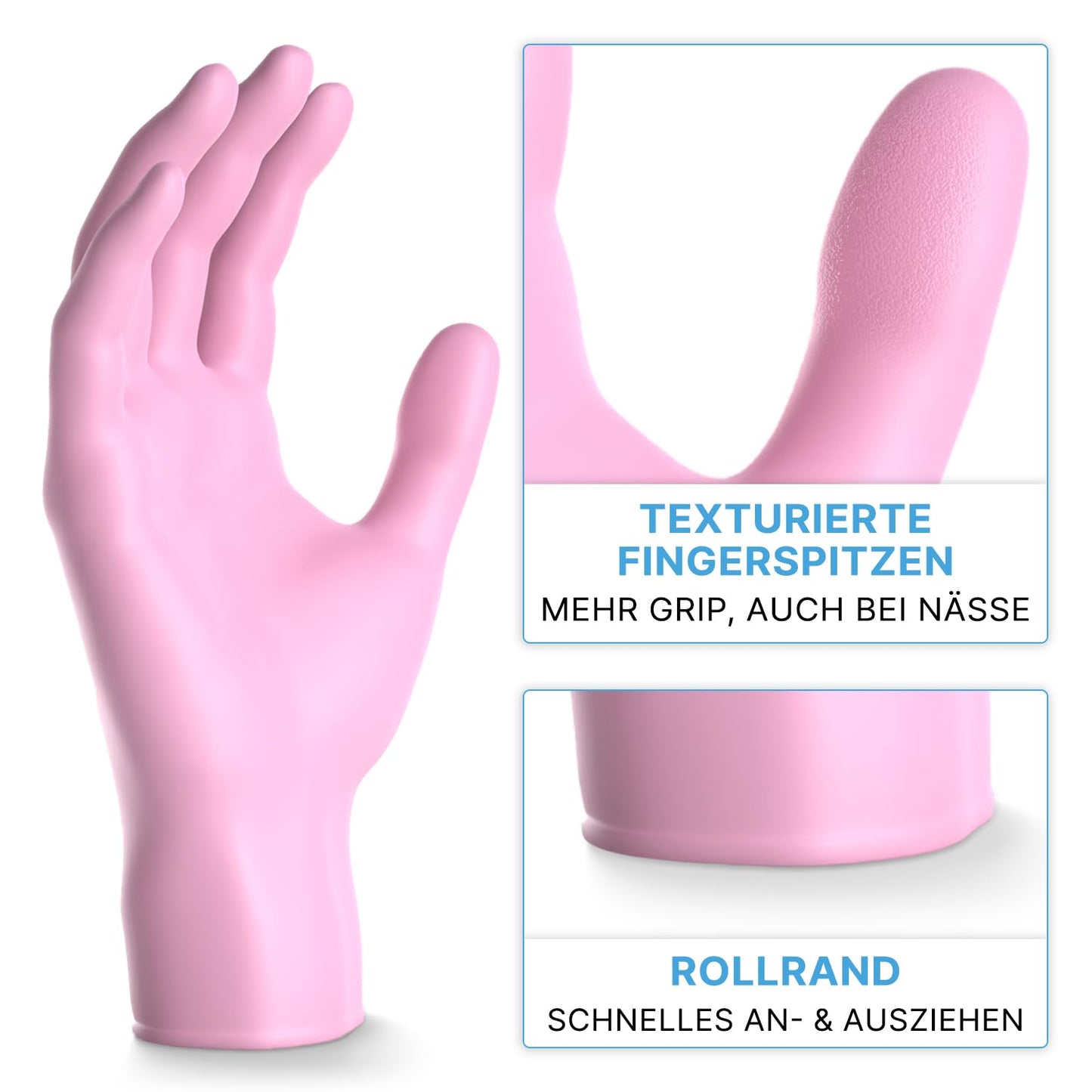 1000 pieces (10x100) ARNOMED disposable gloves in pink, disposable gloves size M, nitrile disposable gloves, powder-free nitrile gloves, disposable rubber gloves, protective gloves, nitrile gloves in XS, S, M, L.