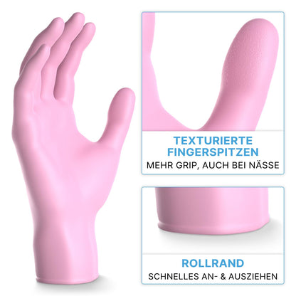 1000 pieces (10x100) ARNOMED disposable gloves in pink, disposable gloves size M, nitrile disposable gloves, powder-free nitrile gloves, disposable rubber gloves, protective gloves, nitrile gloves in XS, S, M, L.