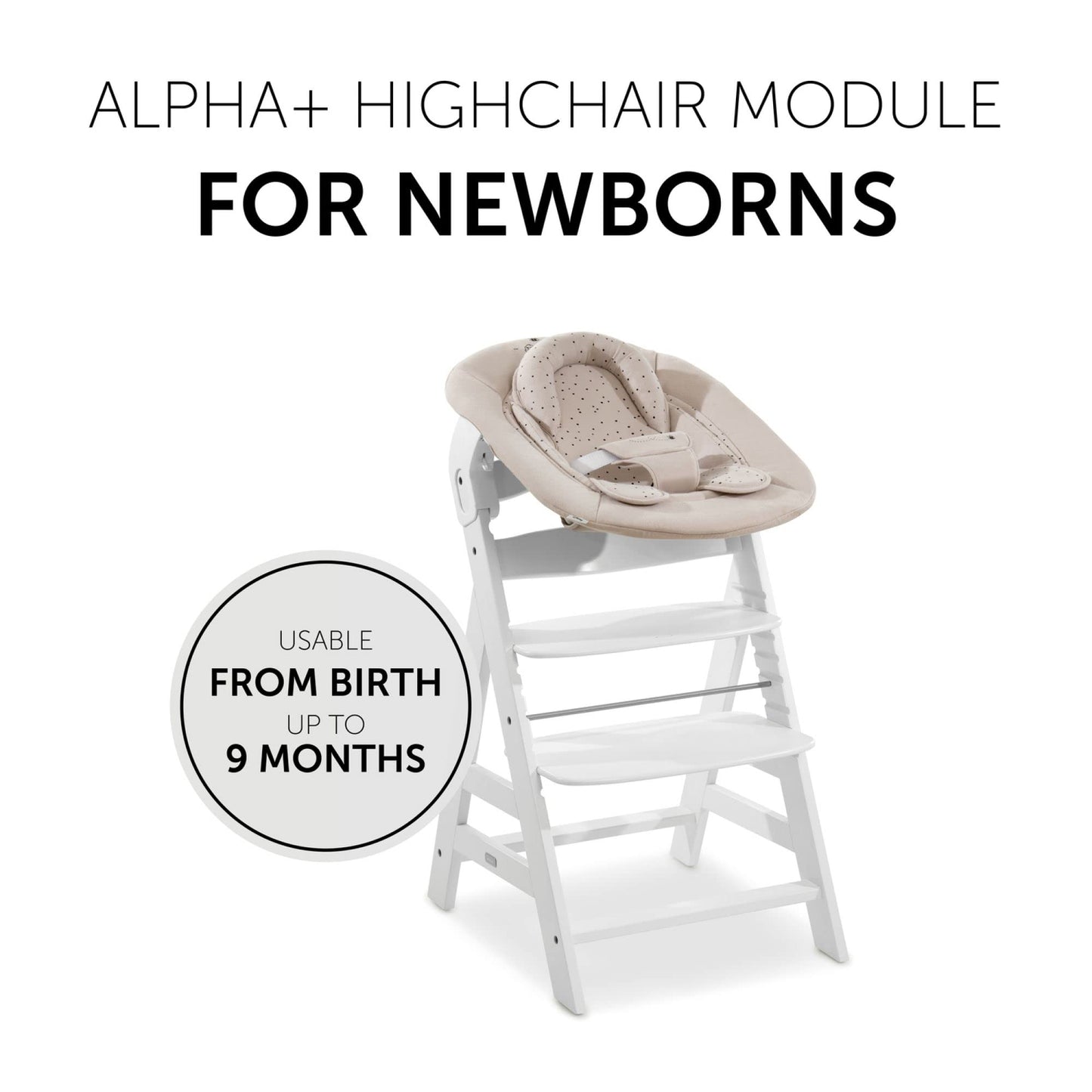 Hauck 2in1 Baby Bouncer & Newborn Attachment for Alpha+ & Beta+ Wooden Highchair Alpha Bouncer 2in1, from birth up to 9 kg, 3-point hip belt, seat reducer, rocking frame (Disney Winnie the Pooh Beige)