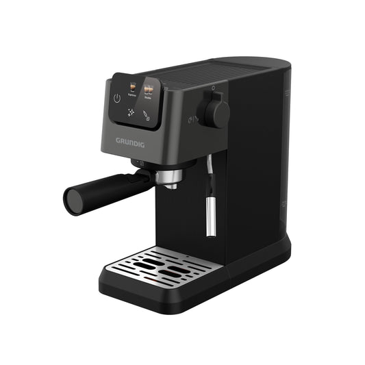 GRUNDIG KSM 4330 Portafilter machine with milk frothing nozzle, espresso machine, for ground coffee, removable water tank, touch display, 1628 W power, memory function, black