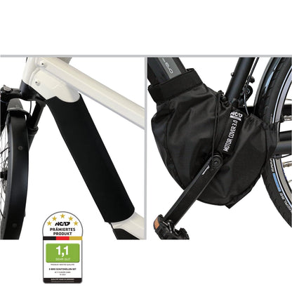 NC-17 E Bike protective covers 2-piece set | Ebike battery protection | Motor protection for integrated battery in downtube | Nylon and neoprene | For all common E Bikes, Black
