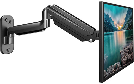 suptek monitor wall mount for 13-32 inch LED/LCD/TV screen up to 9 kg, with fully adjustable gas spring, height adjustable, tilt, swivel, and rotate, VESA 75/100.