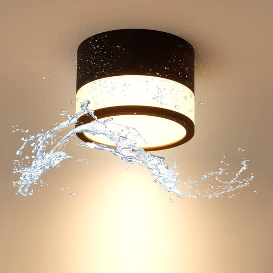 Temgin IP65 Ceiling Light Surface Mount Matte Black LED 12W 3000K Warm White Ceiling Spots Aluminum 230V Ø10cm Surface-mounted luminaire Ceiling lamp Bathroom.