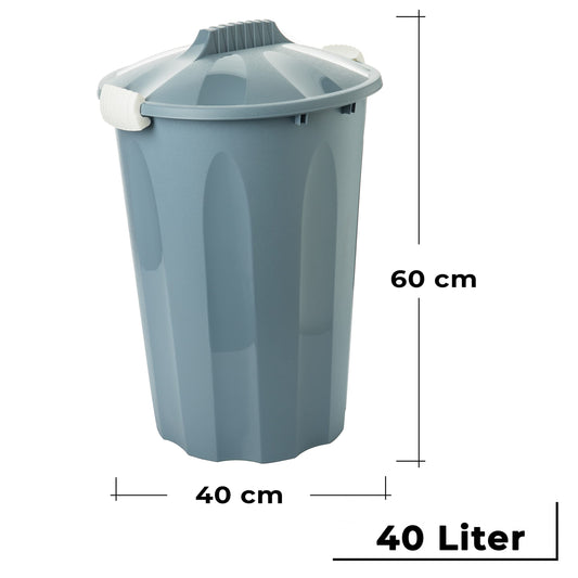2 friends Trash can with lid, 40l can with lid, set of 3, garbage bin with lid, feed barrel, waste bin with lid and carrying handles, color: pastel gray, pastel sand, pastel green, Made in EU.