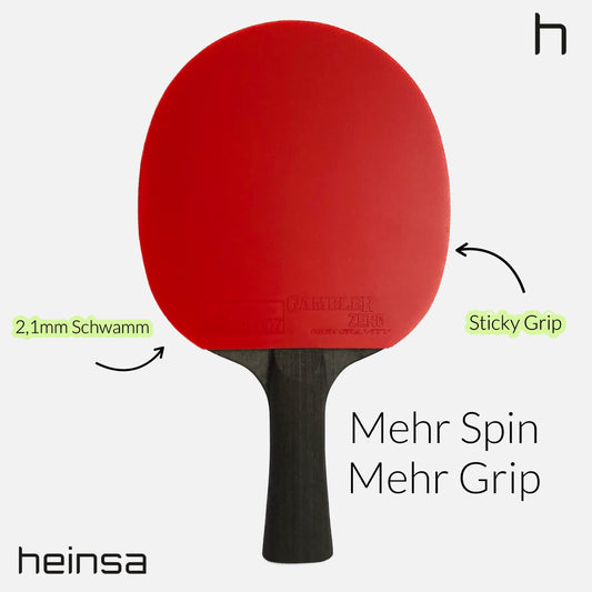 heinsa Carbon Table Tennis Racket Black Edition ITTF competition approved | Achieve more power & spin in the game | Table tennis racket set with storage box and extra table tennis balls