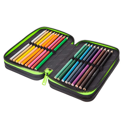 CoolPack XXL pencil case 3-Fold school pencil case, triple pencil case, pencil case for girls, boys, 44-piece filled student case 3-story, Game Night
