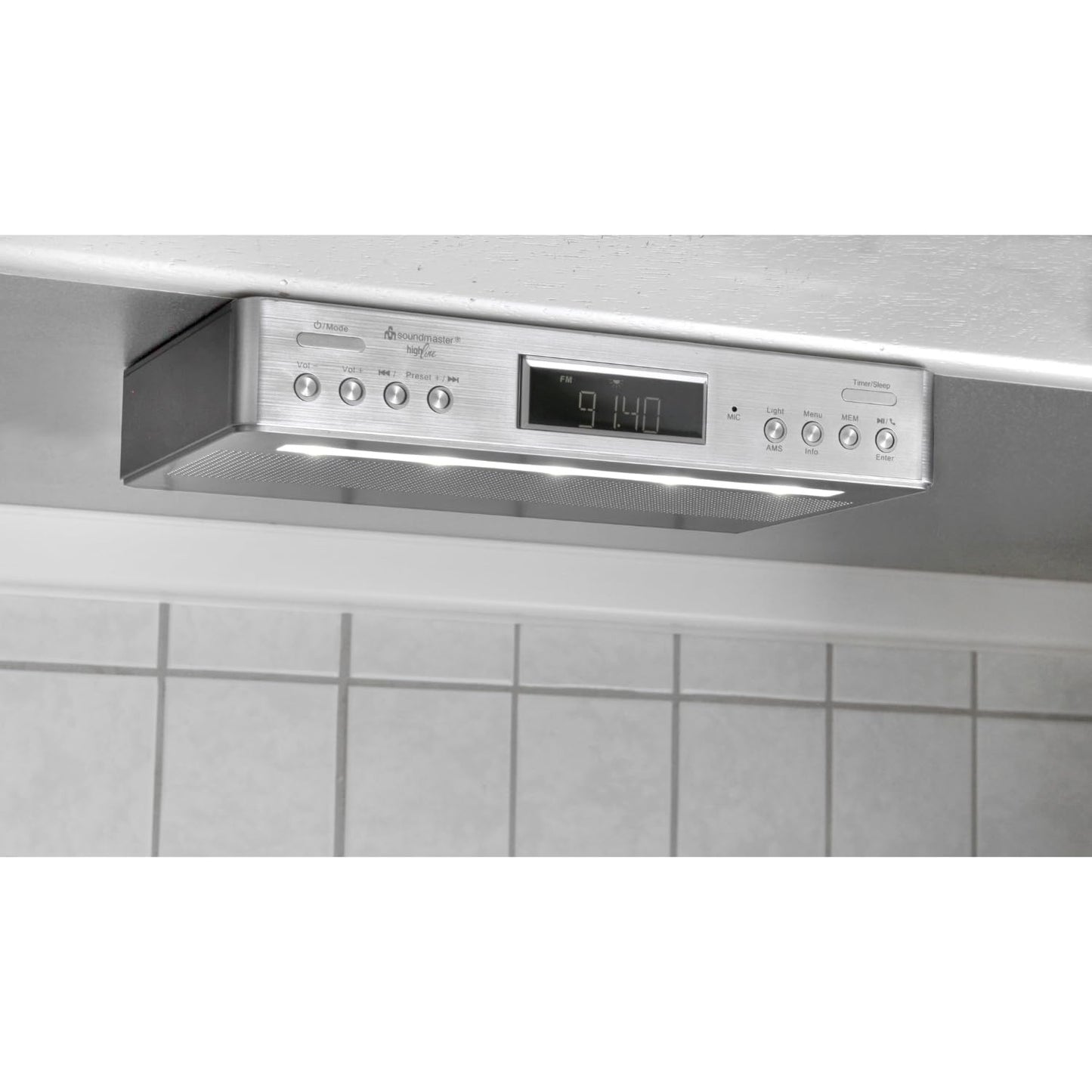 Soundmaster Highline UR2045SI kitchen radio under-cabinet radio DAB+ FM-RDS alarm clock equalizer LED Bluetooth