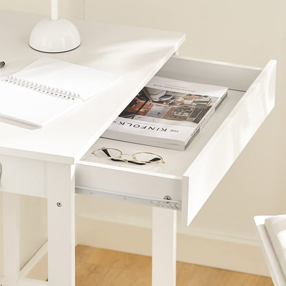 SoBuy Compact Desk Computer Desk with 1 Drawer and 2 Hooks Small Table for Home Office Workstation PC Desk Furniture for Study White 60x77x40cm FWT43-W