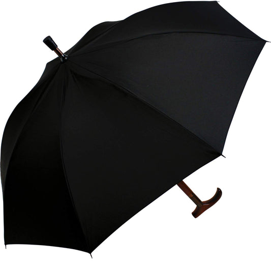 iX-brella support umbrella adjustable height with wooden handle - black