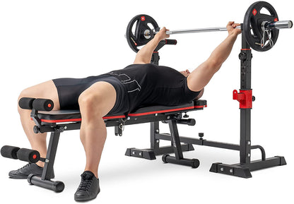 HOP-SPORT Barbell Stand, Adjustable with Safety Bars and Dip Bars for Home Gym, Stable Squat Rack for Barbell Training, Max. Load Capacity 250 kg.