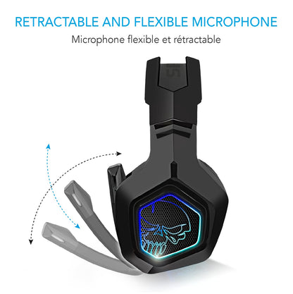 SPIRIT OF GAMER - XPERT-H900 - Pro Gamer headset - Powerful bass - Blue LEDs - Leatherette - Flexible microphone - 12-hour autonomy - PS5 / PC / PS4