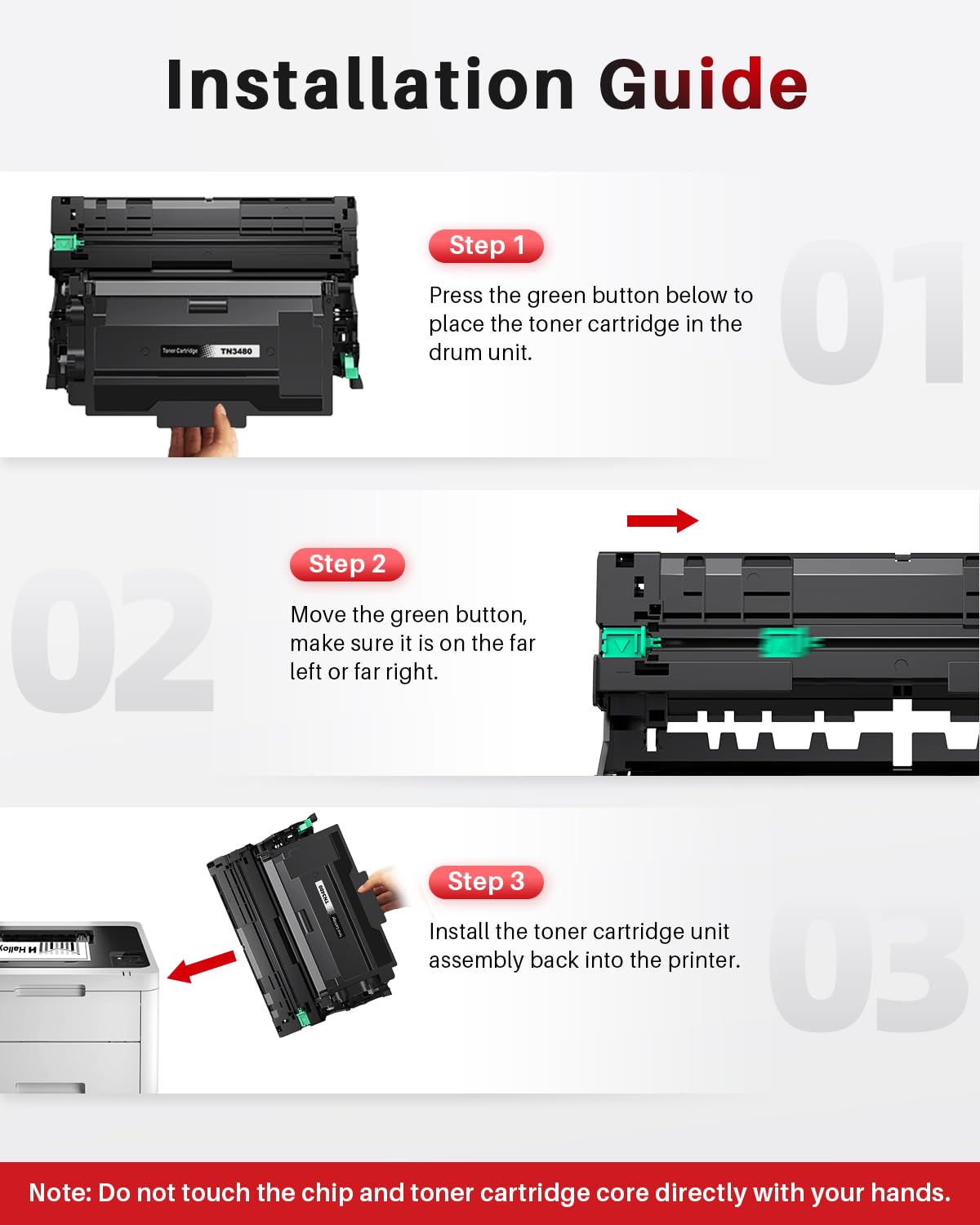 Hello DR3400 Drum Unit Drum Compatible for Brother Drum DR 3400 Brother TN3480 TN-3480 TN3430 Toner for HL-L5100DN MFC-L5750DW MFC-L5700DW DCP-L5500DN (2-Pack)