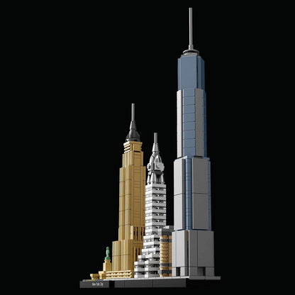 LEGO Architecture New York City Set, skyline model kit featuring World Trade Center and Statue of Liberty, ideal for adults to craft as home or office decor, perfect gifts for both women and men. 21028