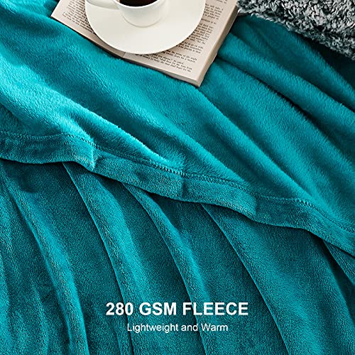 EHEYCIGA Fleece Blanket, King Size Flannel Blanket, Couch, Blue Green, 228 x 274 cm, Microfiber, Soft, Cozy, Lightweight Luxury Blanket.