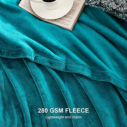 EHEYCIGA Fleece Blanket, King Size Flannel Blanket, Couch, Blue Green, 228 x 274 cm, Microfiber, Soft, Cozy, Lightweight Luxury Blanket.