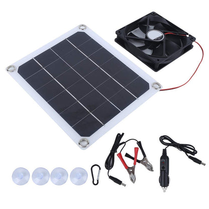 EVTSCAN solar-powered roof ventilation system, powerful fan and 10W solar panel set for greenhouse, pet dog chicken house, attic, gable, and storage cooling ventilation.