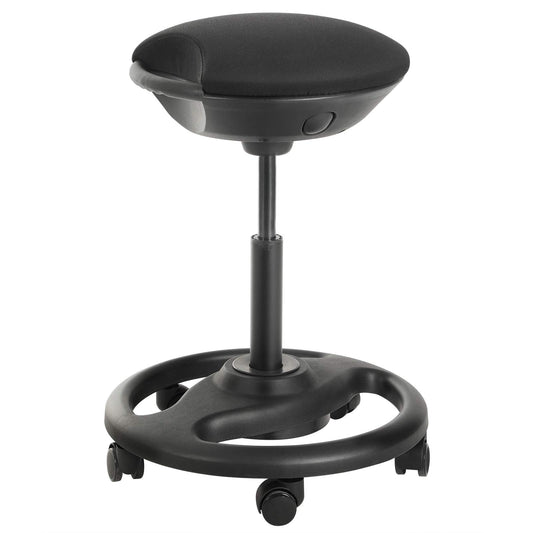 SONGMICS Dynamic Work Stool, ergonomic swivel chair with wheels, extra wide seat, 10° tilt, height adjustable, thick padding, black OSC06BK.
