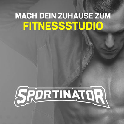 SPORTINATOR® pull-up bar including black accessories for wall mounting, suitable for home gym, various strength exercises, high-quality stainless steel, unisex, supports up to 150 kg.