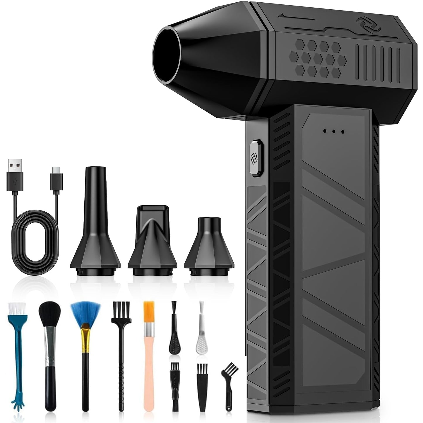 Electric Air Duster, 130000RPM Electric Dust Blower Air Spray, 3-Speed Mini Electric Dust Blower, Super Power Turbo Blower for Computer, Keyboard, Home, Outdoor, and Car