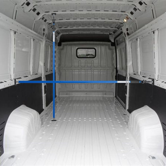 ALLEGRA cargo securing and transportation protection for cars, trucks, trailers, and vans. Clamp bar tension rod for doors, adjustable loading security for vehicles (1.00m - 1.75m, Blue).