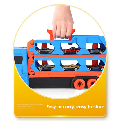 VATOS Transport Truck toy cars for boys aged 3, 4, 5, 6 years old, portable race track truck toy car with 6 race cars, transporter vehicle toy set for kids.