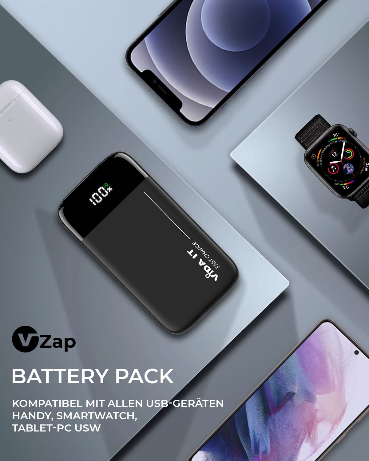 Vida IT 10000mAh Powerbank Battery for Heated Vest Heated Jacket Heated Clothing USB External Battery Pack with Display Ultra-Fast Charger for iPhone Samsung Phone 22.5W PD USB-C QC 4.0