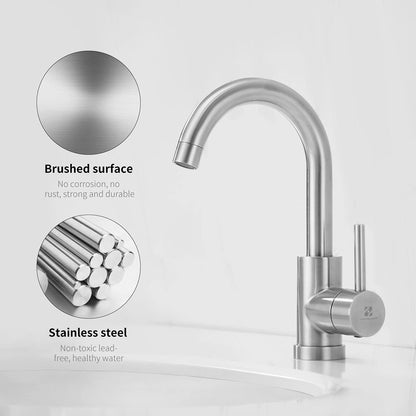 HOMELODY Low Pressure Faucet Bathroom/Kitchen 360° Rotatable Bathroom Faucet Kitchen Tap Single Lever Mixer Basin Faucet Sink Faucet Water Heater Mixing Valve Made of Stainless Steel