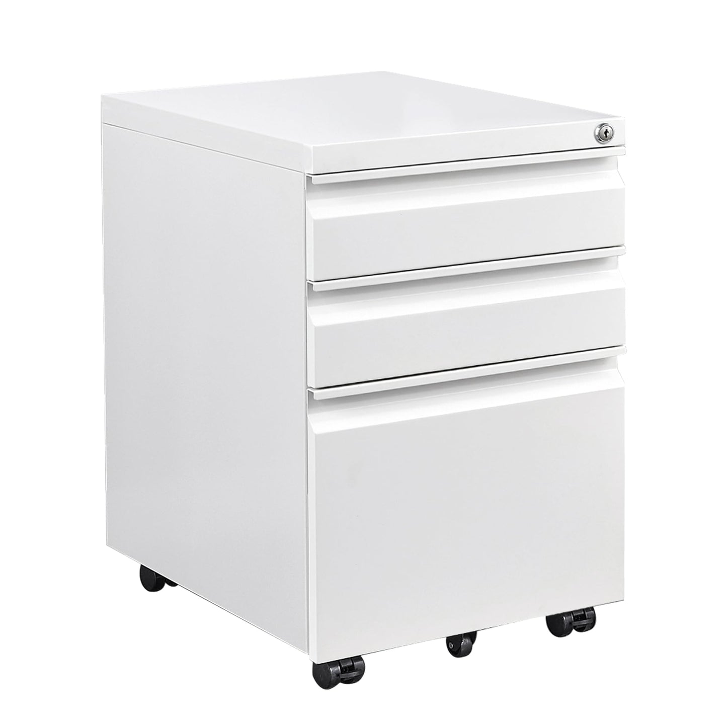 LVSTEEL rolling file cabinet, fully assembled with lock, under desk metal cabinet for home office, mobile printer stand for A4/files.
