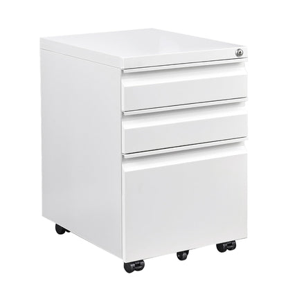LVSTEEL rolling file cabinet, fully assembled with lock, under desk metal cabinet for home office, mobile printer stand for A4/files.