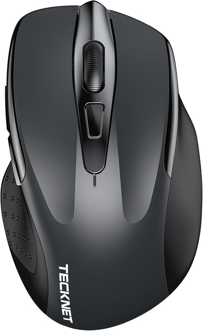TECKNET Bluetooth Mouse, Rechargeable Wireless Mouse(THREE Modes: BT 5.0/3.0 + 2.4G), 4800 DPI, Ergonomic Silent Wireless Mouse for Laptops, Mac OS, Android, Windows, Gray