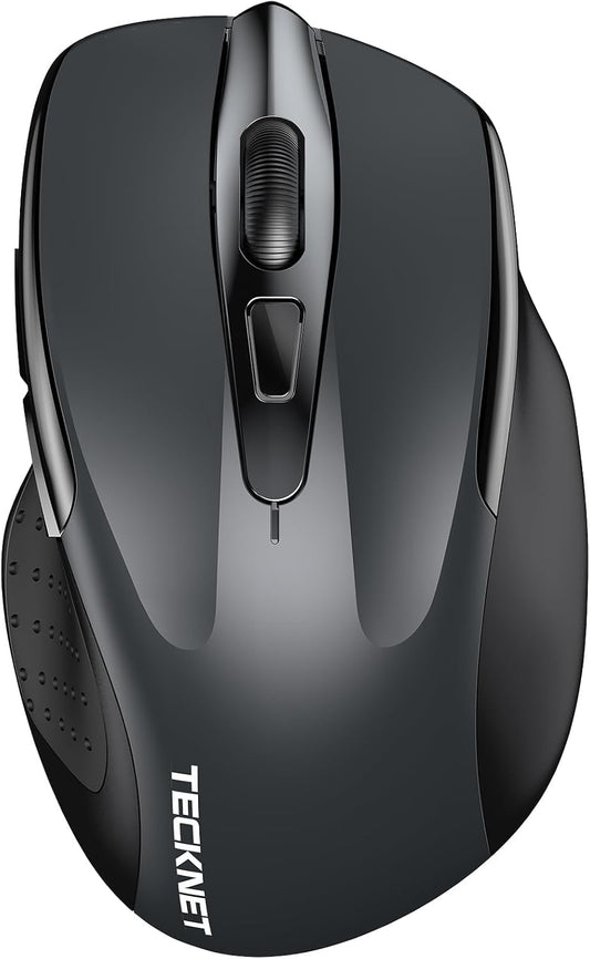 TECKNET Bluetooth Mouse, Rechargeable Wireless Mouse(THREE Modes: BT 5.0/3.0 + 2.4G), 4800 DPI, Ergonomic Silent Wireless Mouse for Laptops, Mac OS, Android, Windows, Gray