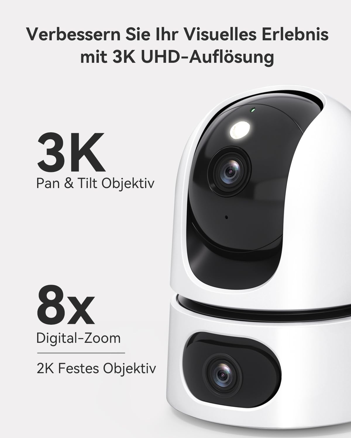 Imou 3K+2K UHD Dual Cameras Indoor Surveillance Camera with Person/Pet Detection, 360° PTZ, WiFi, Color Night Vision, Auto-Tracking, 2-Way Audio, Siren, Privacy Mode.