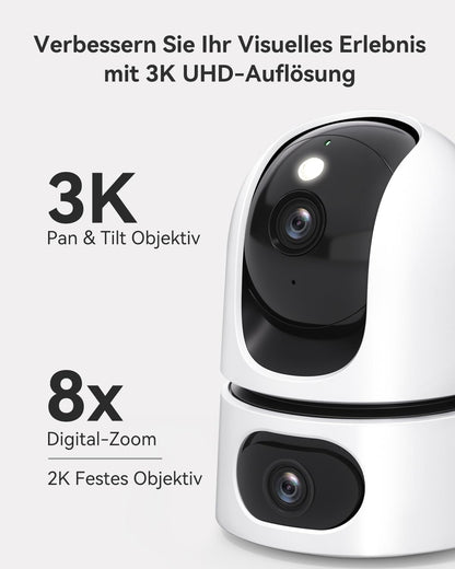 Imou 3K+2K UHD Dual Cameras Indoor Surveillance Camera with Person/Pet Detection, 360° PTZ, WiFi, Color Night Vision, Auto-Tracking, 2-Way Audio, Siren, Privacy Mode.