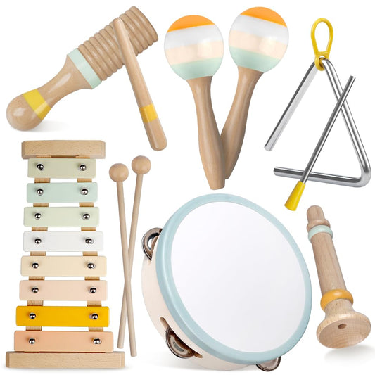 Toddler musical instruments, Montessori music toys for babies, percussion instruments for 1 year old boys and girls, birthday gift for kids aged 1-3 years (8 in 1) (6 in 1)
