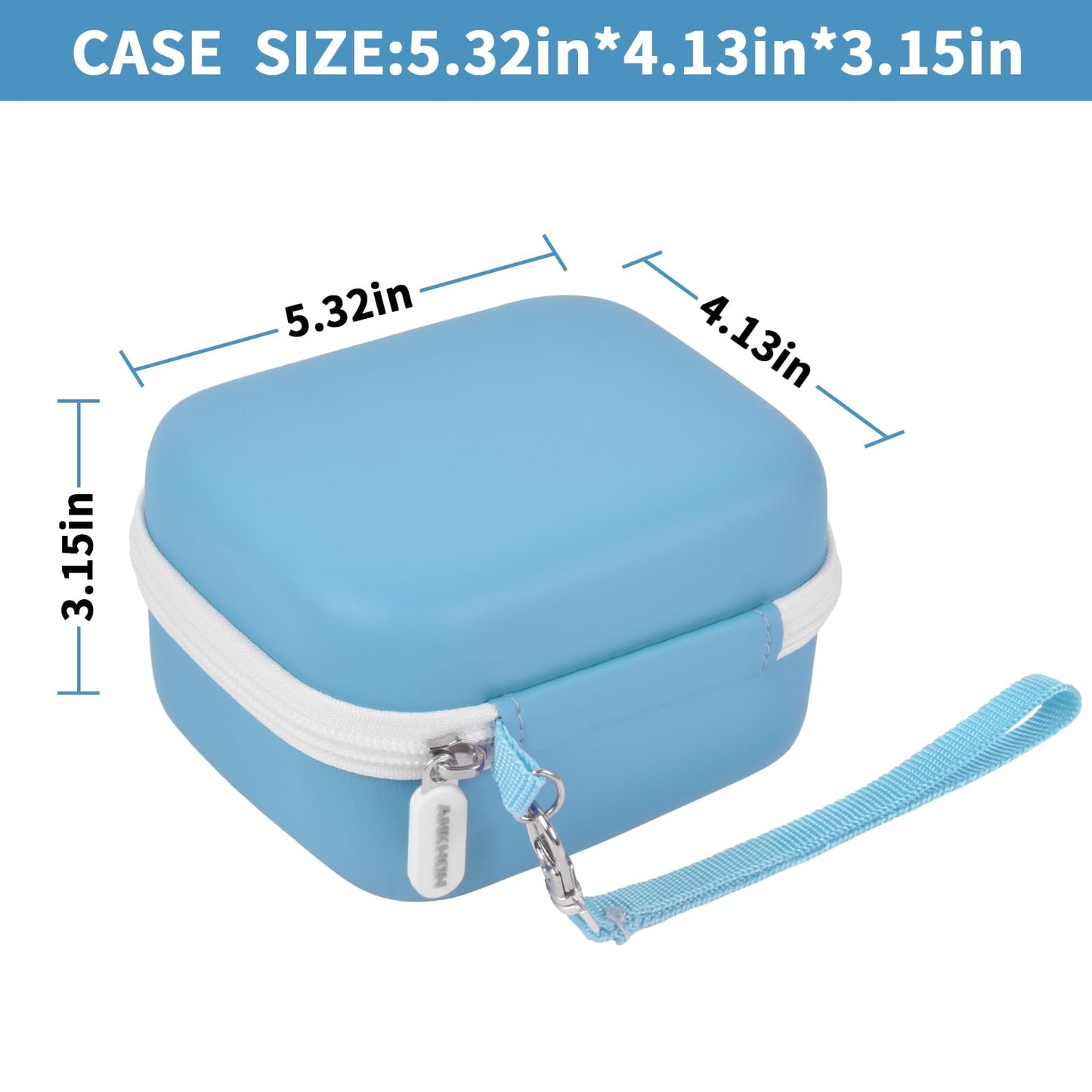 Mini printer bag for Memoking T02/ for Phomemo M02/ M02S/ M02 Pro/ Q30S/ for Ponek Mini Pocket Printer, Portable sticker printer holder for paper & USB cable, Case only (blue)