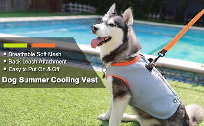 MOKCCI Truelove cooling vest for dogs. Dog cooling vest harness cooler jacket with adjustable zipper for outdoor hunting, training, and camping.