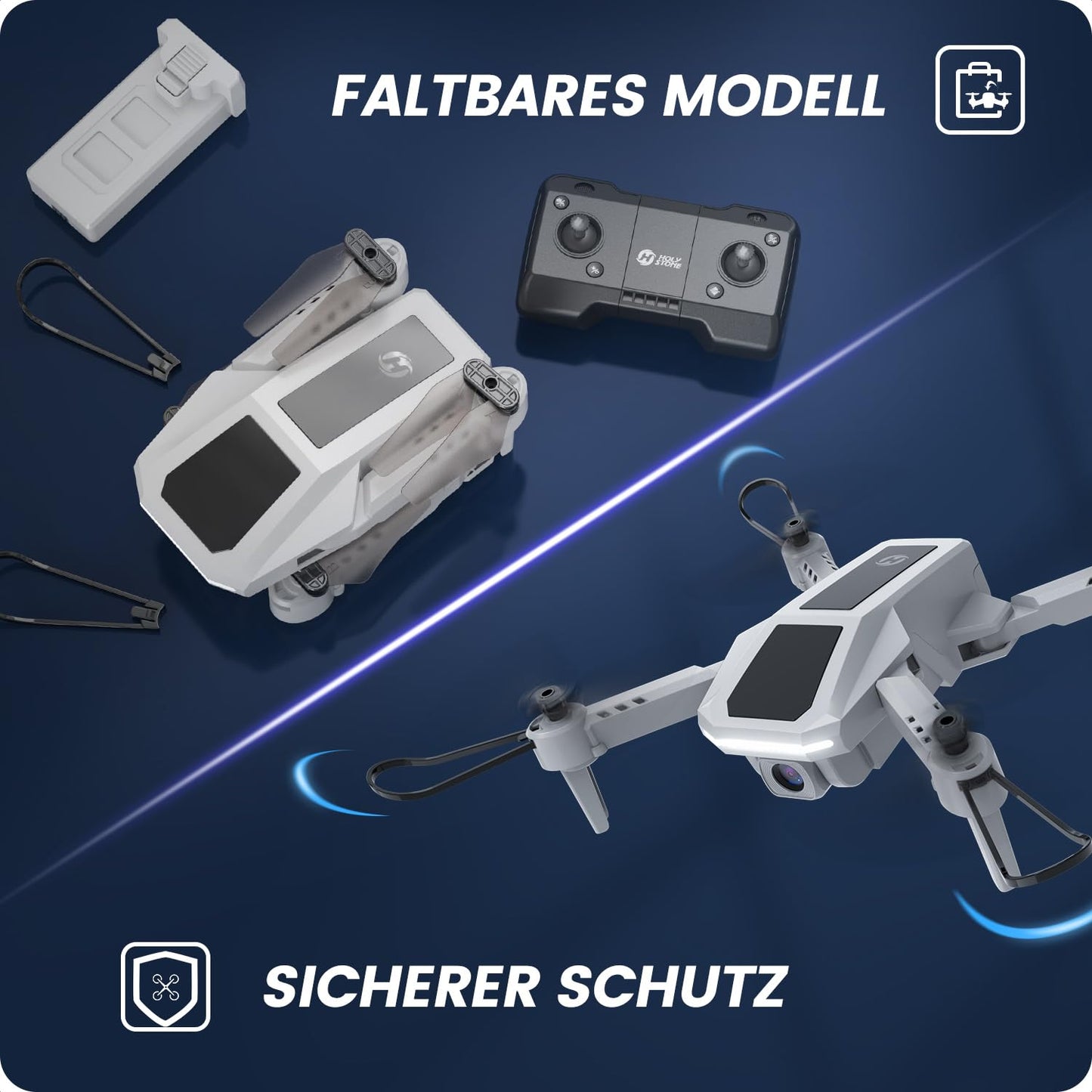 Holy Stone RC drone with 1080P camera for beginners, mini foldable quadcopter with FPV transmission, 3 batteries for long flight time, throw and go, tap-fly, gesture control. Great drone gift for kids, boys, and girls.