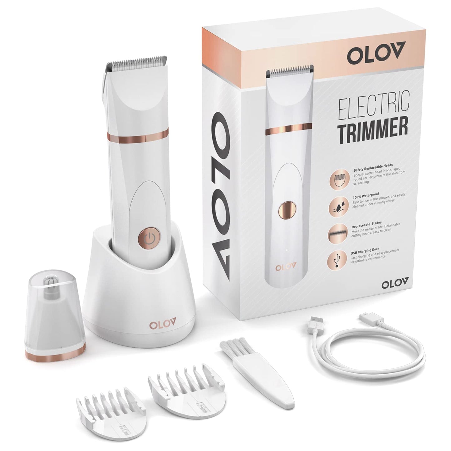 OLOV Electric Shaver for Women with Nose Hair Trimmer, USB Charging Dock, Ceramic Blade, Lady Shaver Hair Trimmer Waterproof for Wet and Dry Use.