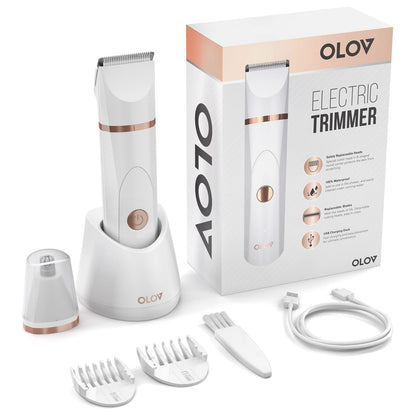 OLOV Electric Shaver for Women with Nose Hair Trimmer, USB Charging Dock, Ceramic Blade, Lady Shaver Hair Trimmer Waterproof for Wet and Dry Use.