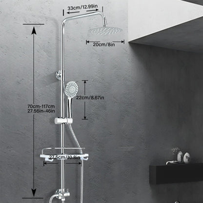 Hevenaov shower system without faucet in chrome, rain shower head without faucet, stainless steel shower set without faucet, 20 cm round rain shower.