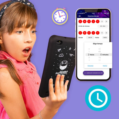 SoyMomo - Children's tablet - Parental control and cyberbullying detection, Google Play Store, School mode, Pink silicone protective case, 8" FHD, 32 GB, WiFi, Bluetooth.