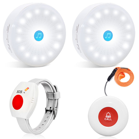 ChunHee emergency button for seniors/emergency bracelet for seniors/alarm for seniors 45M reception range for elderly/disabled/pregnant women