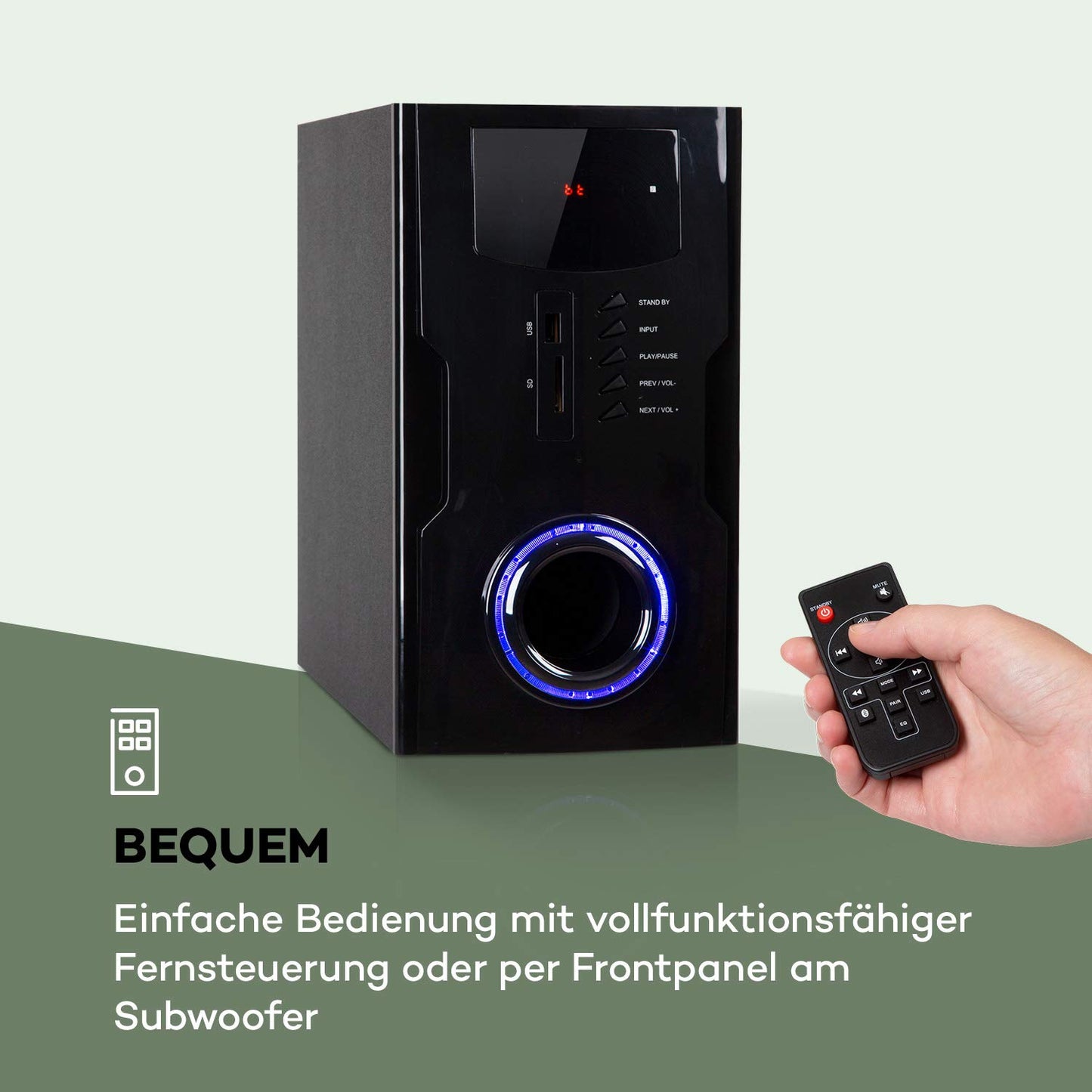 auna Areal Nobility Surround Home Cinema 5.1 Sound System Home Theater Speaker System 5.1 home theater system with 120 watts RMS, 13.3 cm (5.25") subwoofer, satellite speakers, black