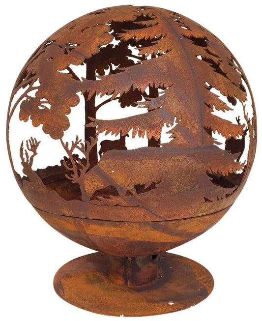 Esschert Design Elk Fireball 58 x 58 x 66 cm, made of metal, laser-cut, in rust look, with stand foot.