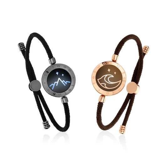 TOTWOO Couple Bracelet Couple Gifts Partner Bracelets with Touch Long Distance Relationship Gift Love Vibration & Lighting Bluetooth Pairing Jewelry