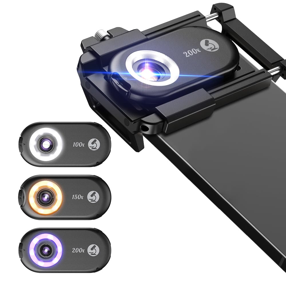 APEXEL 3in1 Mini microscope for smartphone camera, mobile microscope for smartphone, Explore Micworld with Smartphone Microscope