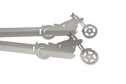 Grill-Tongs.com design chopper, dishwasher safe, gift idea for men, gift for bikers, silver, stainless steel, 31 cm, 1 piece.