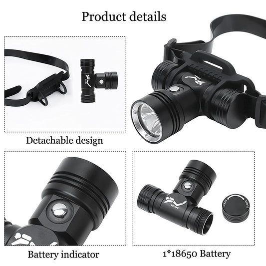 100000 lumens diving headlamp scuba diving headlamp, super bright IPX8 waterproof diving swimming submarine headlamp, 3 lighting modes underwater safety light with battery