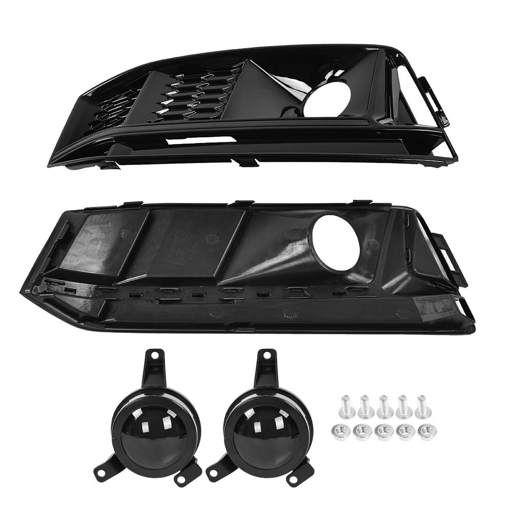 Front fog light grille, pair for honeycomb front fog light grille in S4 style with ACC for A4 B9 S-Line 17-18.